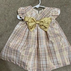 Gold and pink plaid  holiday dress